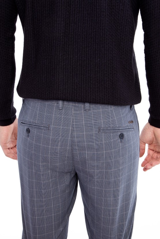 Erkek Giyim - Slim Fit Ekose Spor Pantolon