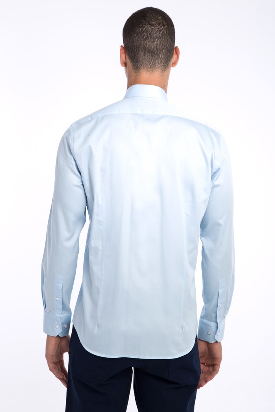 Erkek Giyim - Uzun Kol Slim Fit Saten Gömlek