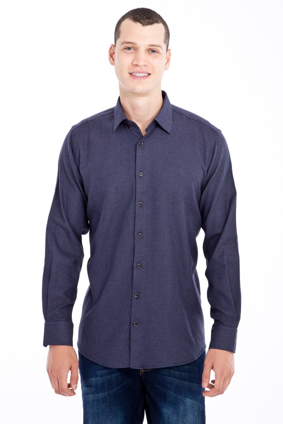 Erkek Giyim - Uzun Kol Desenli Oduncu Gömlek