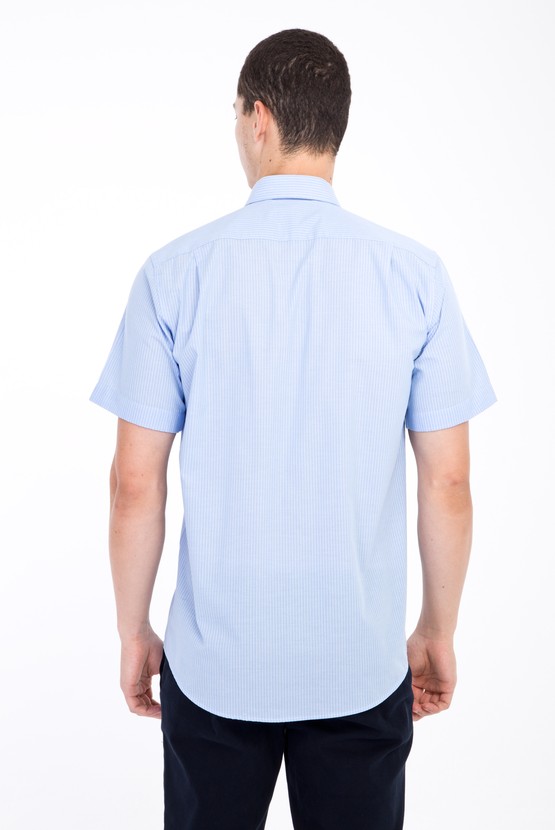 Erkek Giyim - Regular Fit Kısa Kol Çizgili Gömlek