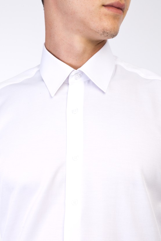 Erkek Giyim - Uzun Kol Regular Fit Saten Pamuklu Gömlek