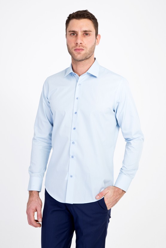 Erkek Giyim - Uzun Kol Slim Fit Pamuklu Gömlek