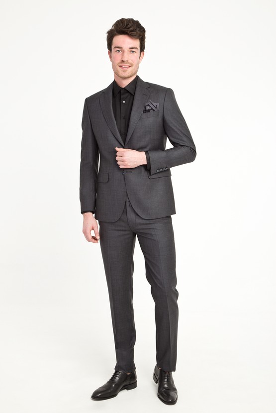 Erkek Giyim - Desenli Slim Fit Takım Elbise