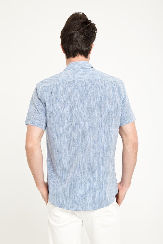 Erkek Giyim - Kısa Kol Regular Fit Baskılı Gömlek