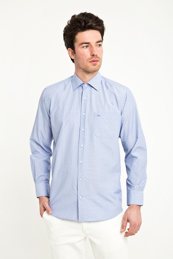 Erkek Giyim - Uzun Kol Regular Fit Spor Desenli Gömlek