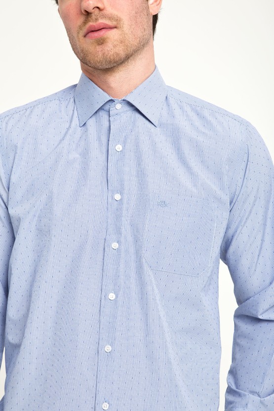 Erkek Giyim - Uzun Kol Regular Fit Spor Desenli Gömlek