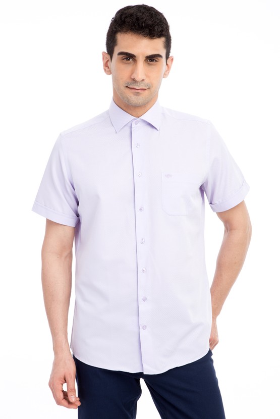 Erkek Giyim - Kısa Kol Regular Fit Desenli Gömlek