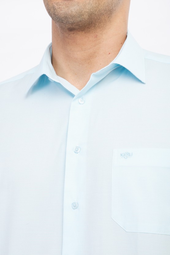 Erkek Giyim - Kısa Kol Desenli Klasik Gömlek