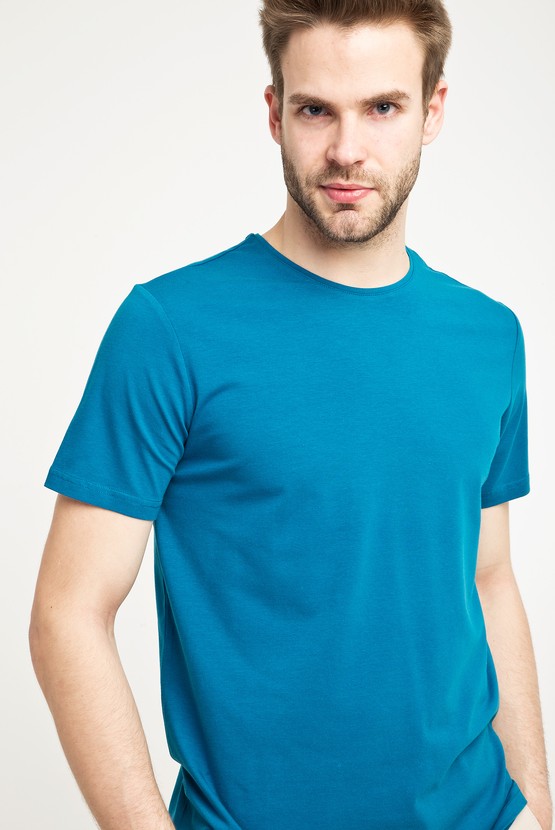 Erkek Giyim - Bisiklet Yaka Düz Slim Fit Tişört