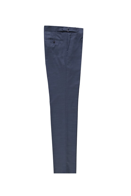 Erkek Giyim - Slim Fit Yünlü Tokalı Pileli Klasik Pantolon