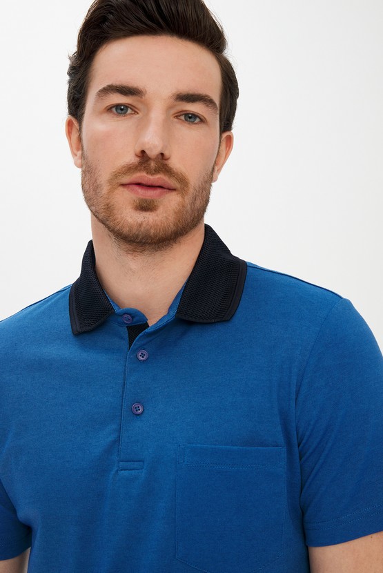 Erkek Giyim - Polo Yaka Regular Fit Çizgili Tişört