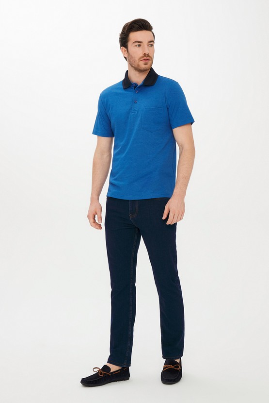 Erkek Giyim - Polo Yaka Regular Fit Çizgili Tişört