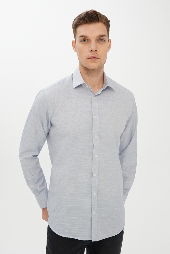 Erkek Giyim - Uzun Kol Relax Fit Desenli Gömlek