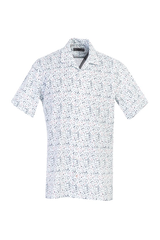 Erkek Giyim - Kısa Kol Relax Fit Desenli Gömlek