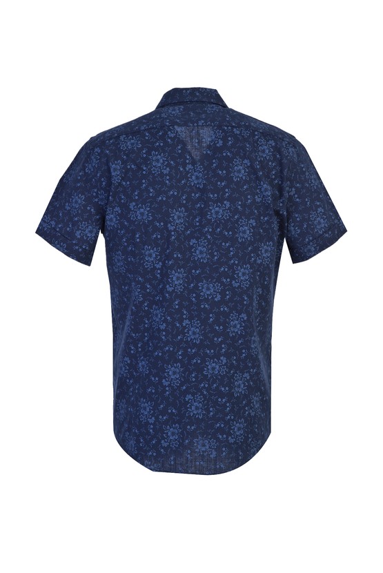 Erkek Giyim - Kısa Kol Slim Fit Desenli Spor Gömlek