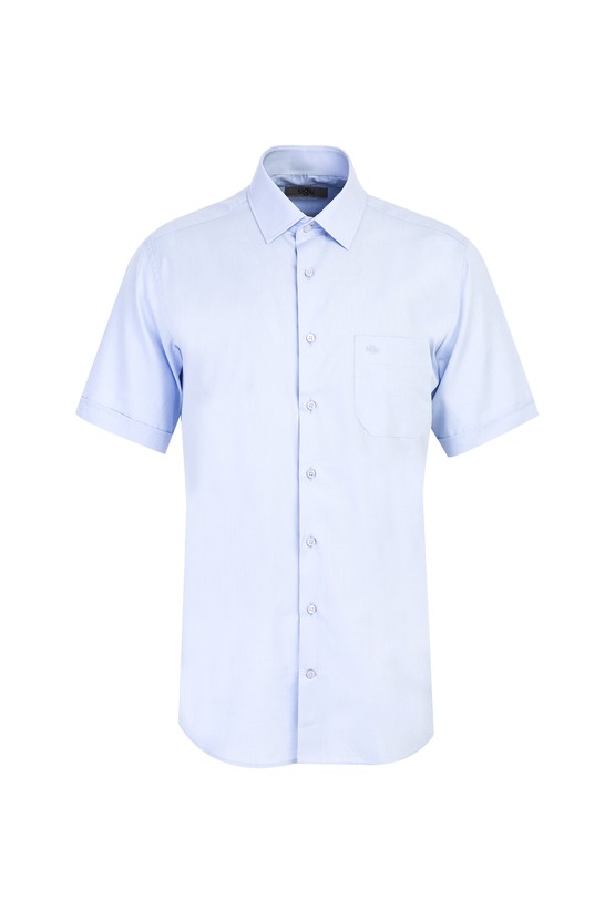 Erkek Giyim - Kısa Kol Regular Fit Oxford Pamuk Gömlek
