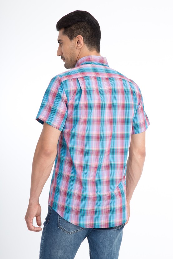 Erkek Giyim - Kısa Kol Ekose Spor Gömlek