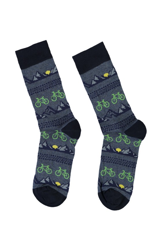 Erkek Giyim - Pamuklu Desenli Çorap