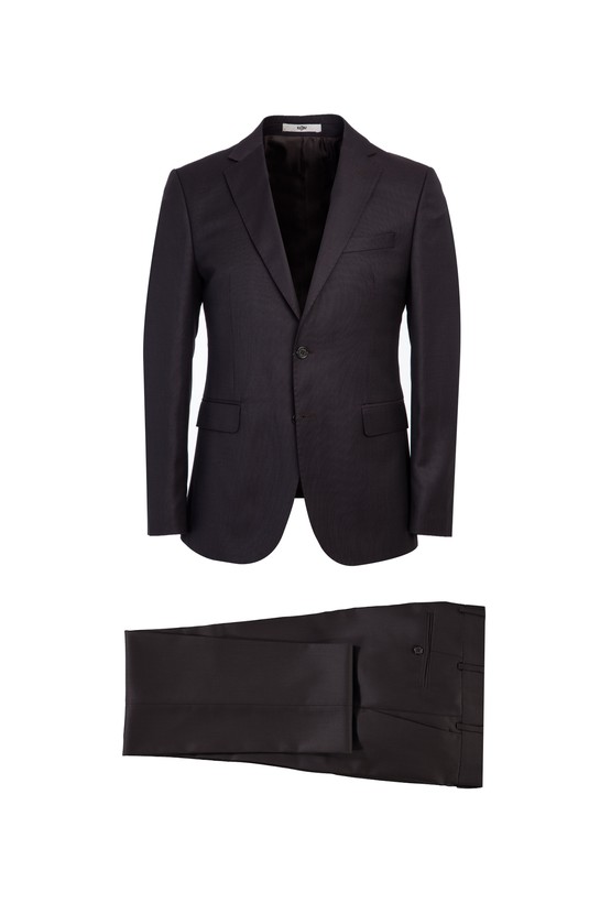 Erkek Giyim - Slim Fit Yünlü Klasik Kuşgözü Takım Elbise