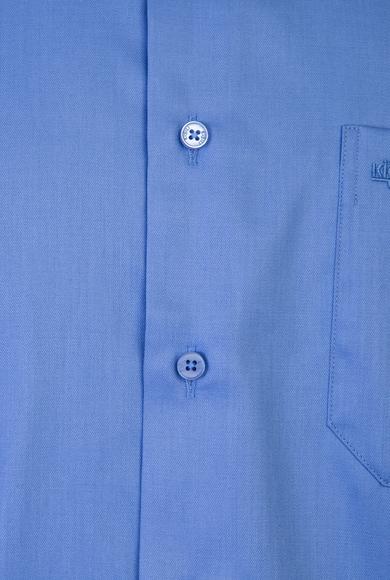 Erkek Giyim - AQUA MAVİSİ 4X Beden Uzun Kol Non Iron Saten Klasik Pamuklu Gömlek
