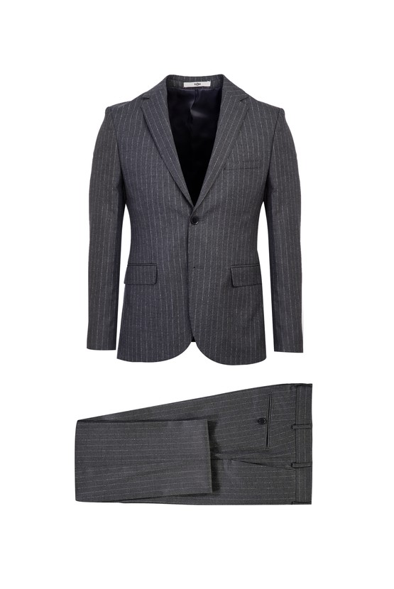 Erkek Giyim - Slim Fit Çizgili Takım Elbise