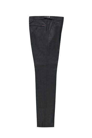 Slim Fit Dar Kesim Yünlü Tokalı Pileli Klasik Kumaş Pantolon