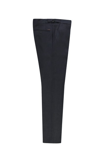 Slim Fit Dar Kesim Yünlü Tokalı Pileli Klasik Kumaş Pantolon