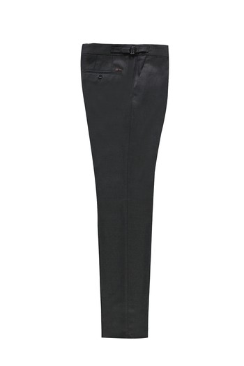 Slim Fit Dar Kesim Yünlü Tokalı Pileli Klasik Pantolon