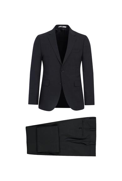 Erkek Giyim - AÇIK ANTRASİT 52 Beden Slim Fit Yünlü Takım Elbise