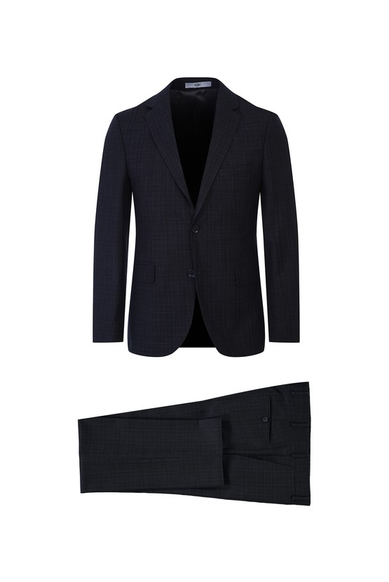 Erkek Giyim - Kareli Slim Fit Takım Elbise