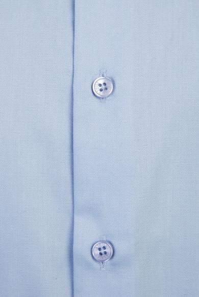 Erkek Giyim - UÇUK MAVİ XL Beden Uzun Kol Slim Fit Dar Kesim Non Iron Saten Klasik Pamuklu Gömlek