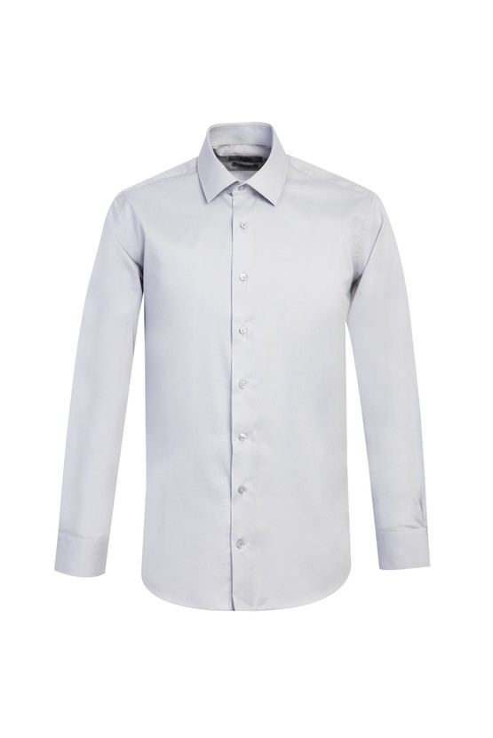 Erkek Giyim - Uzun Kol Slim Fit Non Iron Saten Klasik Pamuklu Gömlek