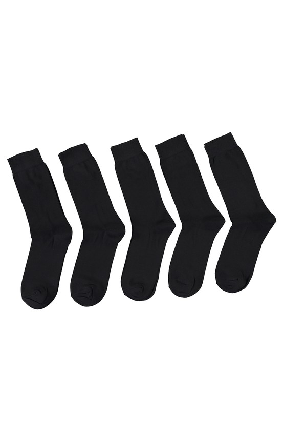 Erkek Giyim - 5'li Düz Pamuklu Çorap Seti