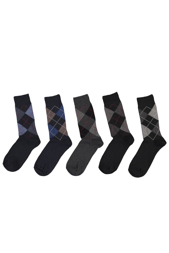 Erkek Giyim - 5'li Desenli Pamuklu Çorap Seti