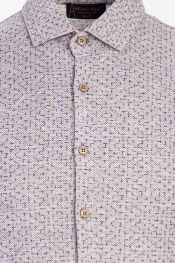 Polo Yaka Slim Fit Dar Kesim Düğmeli Desenli Pamuk Tişört
