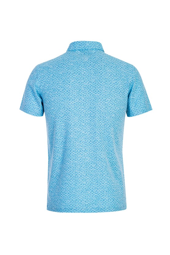 Erkek Giyim - Polo Yaka Slim Fit Düğmeli Desenli Tişört
