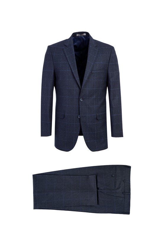 Erkek Giyim - Kareli Regular Fit Takım Elbise