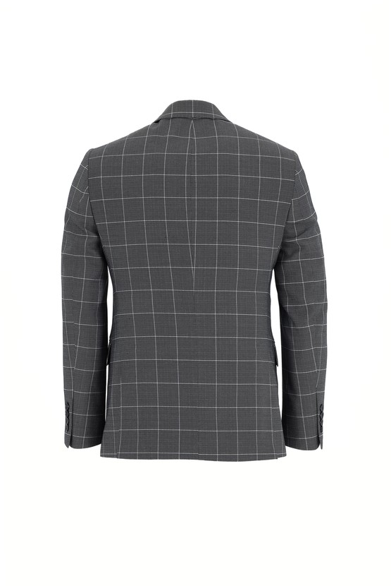 Erkek Giyim - Slim Fit Kombinli Kareli Takım Elbise