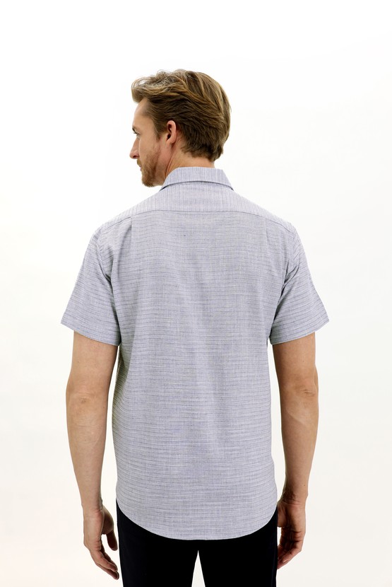 Erkek Giyim - Kısa Kol Regular Fit Desenli Spor Gömlek
