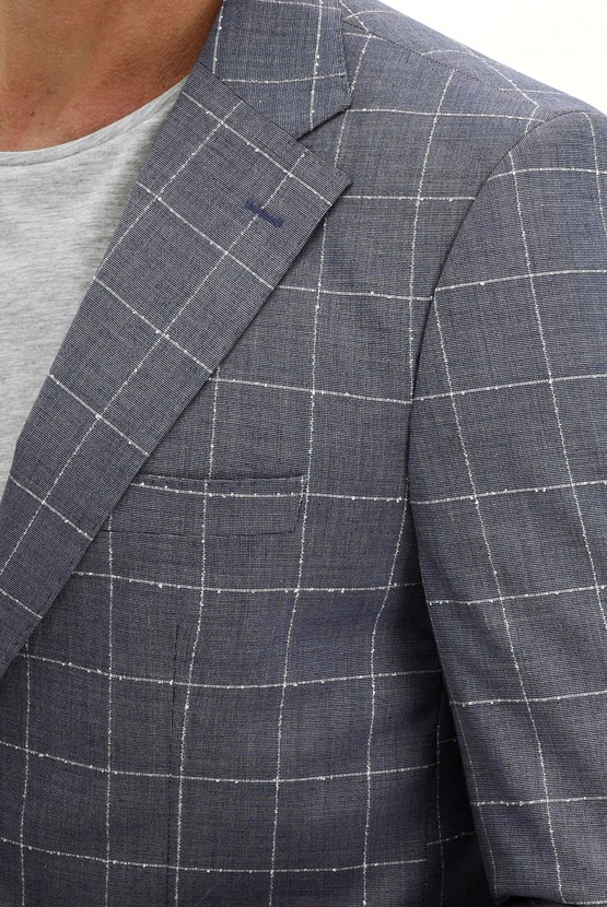 Erkek Giyim - Relax Fit Rahat Kesim Kareli Ceket