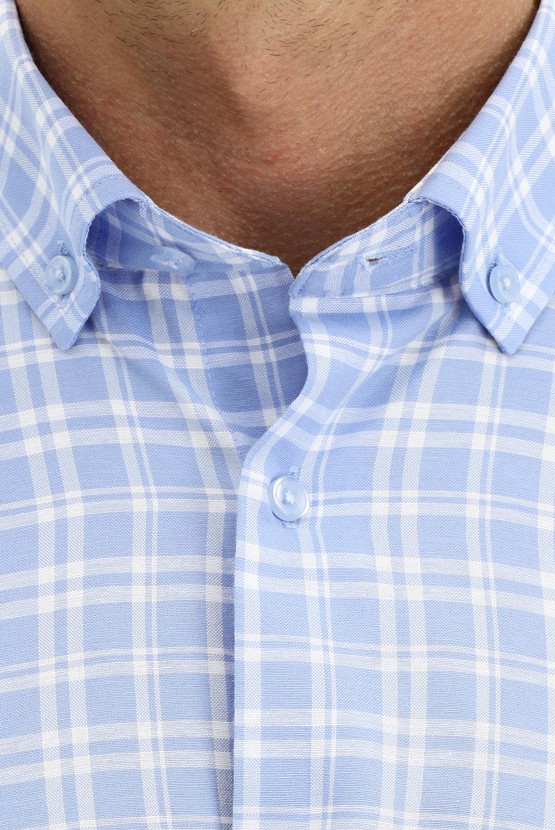 Erkek Giyim - Uzun Kol Regular Fit Ekose Spor Gömlek