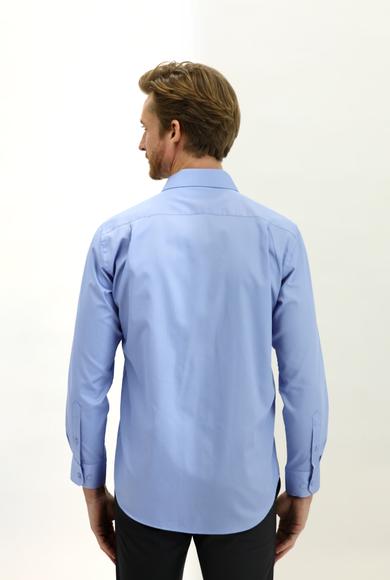 Erkek Giyim - AÇIK MAVİ M Beden Uzun Kol Non Iron Saten Klasik Pamuklu Gömlek