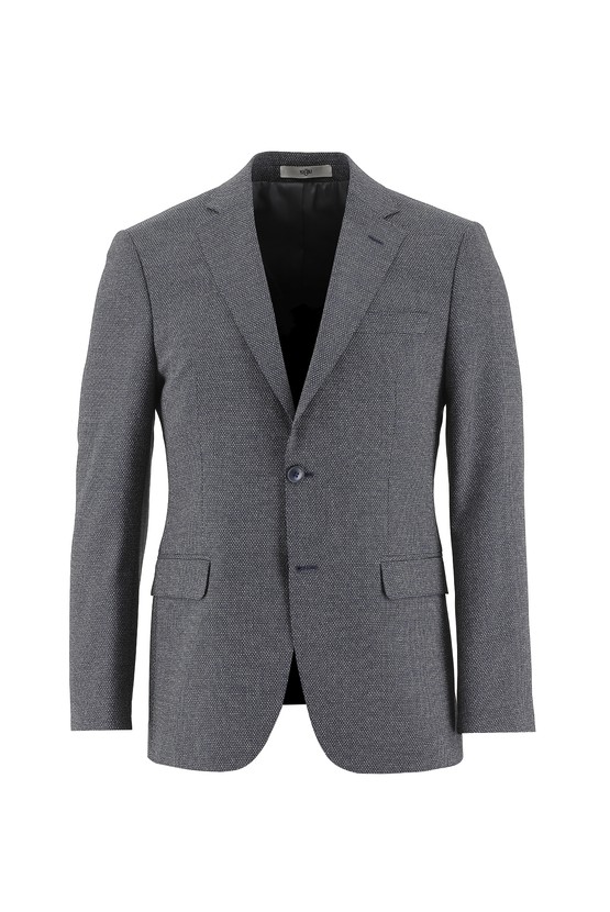 Erkek Giyim - Slim Fit Dar Kesim Yünlü Kuşgözü Takım Elbise