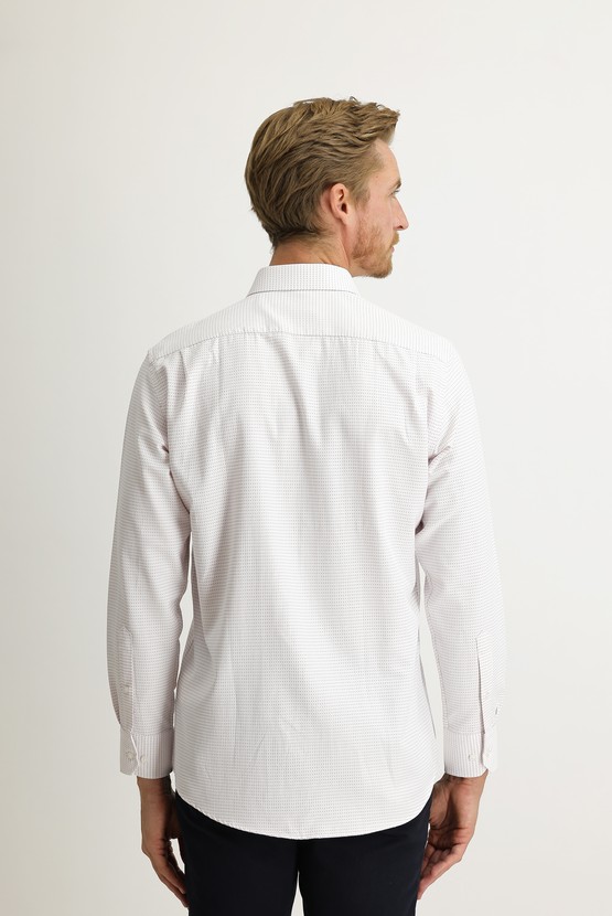 Erkek Giyim - Uzun Kol Klasik Desenli Pamuklu Gömlek