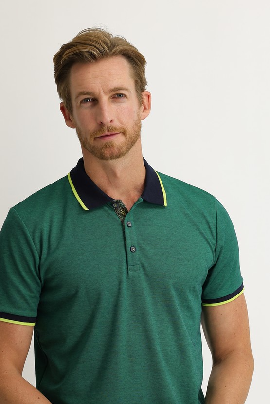Erkek Giyim - Polo Yaka Regular Fit Pamuklu Tişört