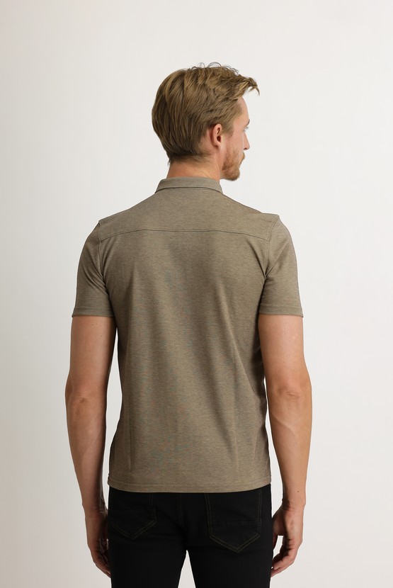 Erkek Giyim - Yarım İtalyan Yaka Slim Fit Gömlek Tişört