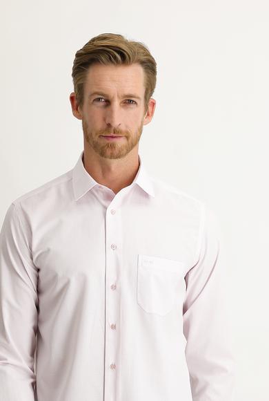 Erkek Giyim - PEMBE XL Beden Uzun Kol Klasik Desenli Pamuklu Gömlek