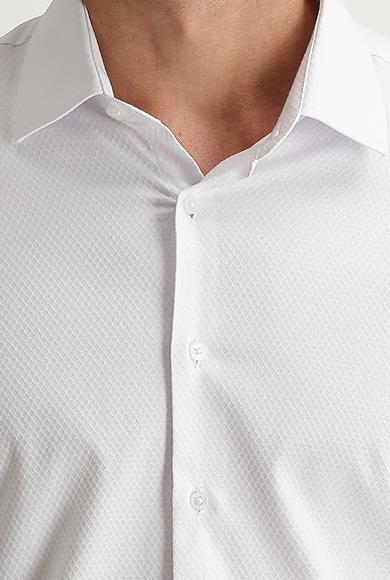 Erkek Giyim - BEYAZ XL Beden Uzun Kol Slim Fit Manşetli Klasik Pamuklu Gömlek