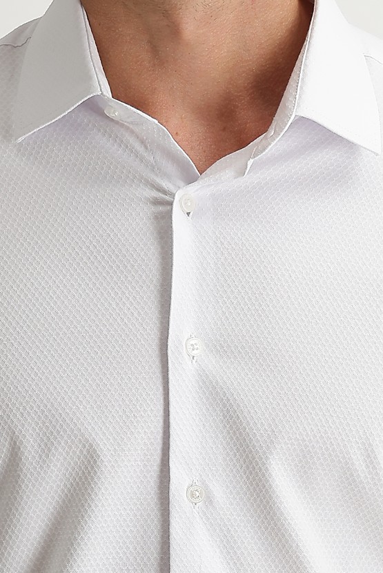 Erkek Giyim - Uzun Kol Slim Fit Dar Kesim Manşetli Klasik Pamuklu Gömlek