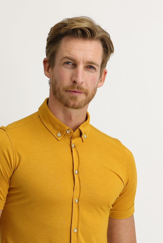 Erkek Giyim - Polo Yaka Slim Fit Dar Kesim Gömlek Tişört